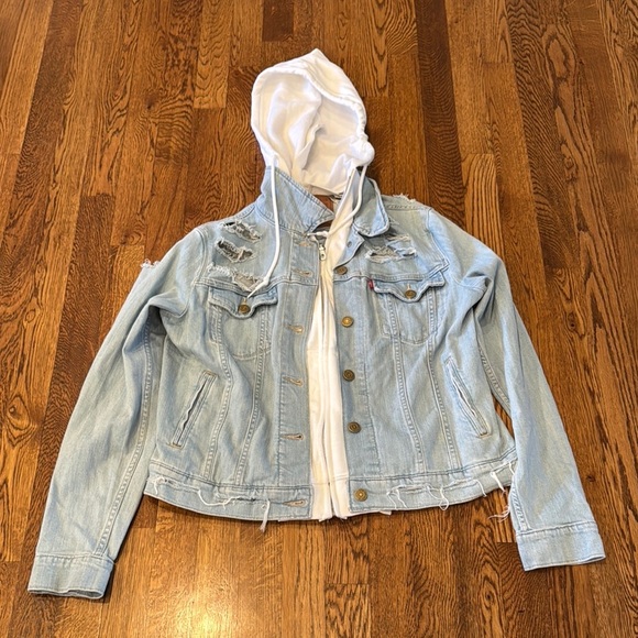 Levi's Light Wash Michigan Denim Jacket with Hoodie Size Large - Picture 1 of 8